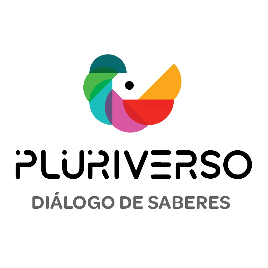 Logo da Pluriverso com slogan em fundo branco